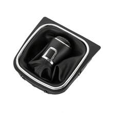For  Golf 6 MK6 2010-2014 For  Golf 5 Jetta MK5 2005-2010 Leather Wrapped 5/6-Speed Integrated Gear Shift Head Dust Cover