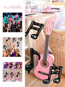 10 قطعة بالون ألمنيوم بشكل علامات الموسيقى السوداء لحفلات الروك والديسكو ، عيد الميلاد السعيد ، حفلات الفرقة ، احتفالات المنزل ، ديكورات عيد الميلاد - الأسود - مشاهدة 3