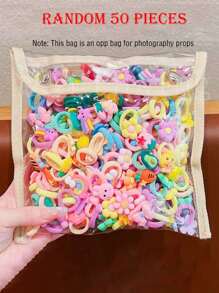 20入組新款卡通毛巾環彈性小女孩髮圈，不傷髮的寶寶女孩髮帶