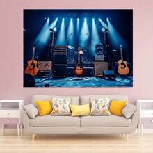 Mehrzweck 1 Stück Band Bühnenhintergrund - Polyester Spotlight Nachtclub Performance Rockgitarren Gesang Show Bar Fotografie Hintergrund - Universelles Urlaubs Erwachsenen Portrait Fotobox Video Shooting Banner Dekoration - Kein Strom benötigt - Mehrfarbig - Übersicht 3