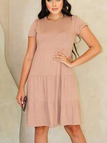 Women Midi Dresses - Beige - View 1