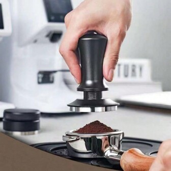 Coffee Tamper With Scale Adjustable And Press Style Tamping Force Espresso Tamper, Balanced Coffee Press Tamper/Heavy Duty 304 Stainless Steel Tamper, 51/53/58mm Coffee Tamping Tool, 3-Leaf Pattern Coffee Distributor School Supplies Back To School