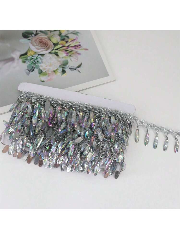 Frangia Con Paillettes Argento - 10 Metri Di Nastro Con Nappe Per Cucito, Larghezza 17 Cm, Perfetta Per Costumi Da Ballo E Abiti Fai Da Te - 6