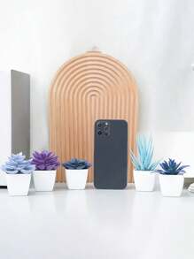 5 件逼真的人造白色塑料盆栽迷你多肉植物装饰 - 低维护美观，适用于家庭书桌、窗台和书架、婚礼求婚和派对用品小饰品、情人节、礼物