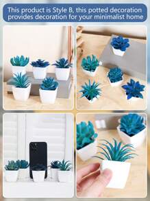 5 件逼真的人造白色塑料盆栽迷你多肉植物装饰 - 低维护美观，适用于家庭书桌、窗台和书架、婚礼求婚和派对用品小饰品、情人节、礼物