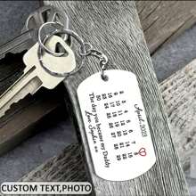 Customizable Photo & Calendar Keychain, Father's Day Gift To Celebrate The Day You Became My Dad; New Dad Keychain, Perfect Gift For Friends' Anniversary/Birthday; Best Choice For A Gift To Mom; Graduation Commemorative Gift, Graduation Season - White - View 3