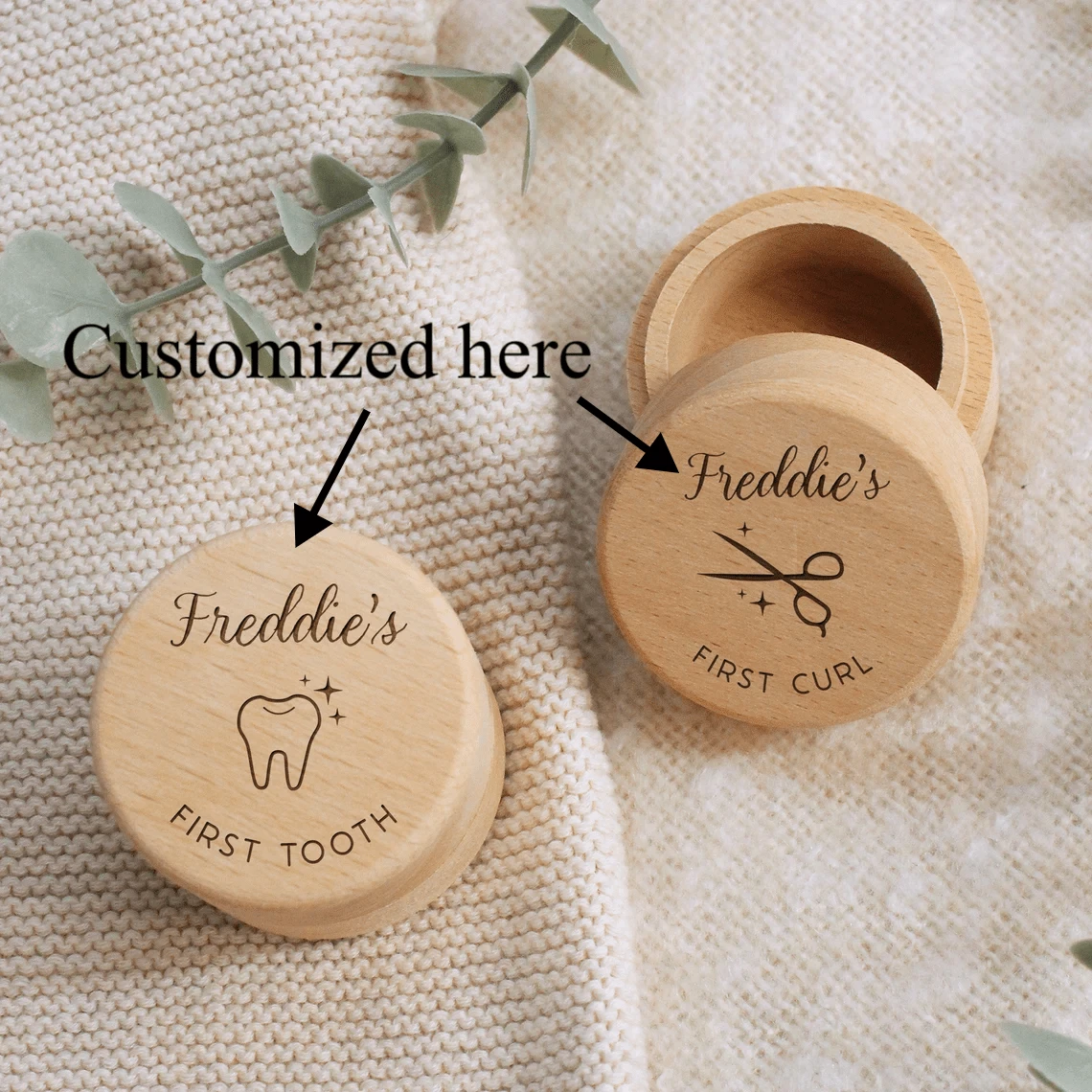 Personalized First Tooth And Curly Hair Keepsake Box Set, Baby's First