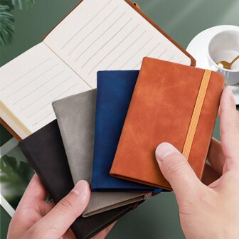 1pc/2pcs Mini Portable A7 Notebook/Pocket Book, Leather Cover, Thickened Inner Pages, Waterproof And Wear-Resistant, Bandage Plaid Design, Privacy Protection, Simple Student Notebook, Portable Notebook, Student Diary, Simple Memo Pad, Vocabulary Notebook, Notebook, Office Memo Pad, Back To School Notebook, Back To School Gift, Birthday/Christmas/Halloween/Thanksgiving Gift, School Prize And Reward Gift, Office & School Supplies (Bandage Plaid Color Random)