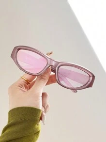 1 件女士粉色 Y2K 风格运动时尚眼镜，适合海滩、音乐节，粉色眼镜适合夏季海滩度假、户外、旅行