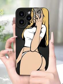 1 件创意趣味比基尼图案手机壳，适用于 Apple 15 Pro Max、11/12/13/14 Plus、XR/7/8 Plus - 黑色 - 查看 2