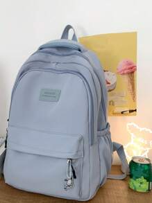 New Fashion Children School Bag, Solid Color Unisex Backpack For Middle To Kids, Multipurpose Shoulder Bag Without Pendant - A - View 10