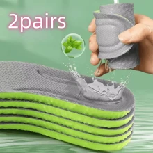 2 Paires De Semelles Respirantes, Confortables, Très Élastiques, Anti-odeurs, Absorbantes De La Transpiration, Absorption Des Chocs, Unisexes, Adaptées Pour Les Chaussures D'entraînement Et De Sport