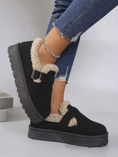 2024 New Thick-Soled Black Winter Snow Boots For Women, Thermal Lined, Warm Shoes