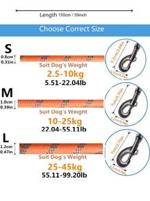 1pc Reflective Pet Leash For Dog For Outdoor - Orange - View 2