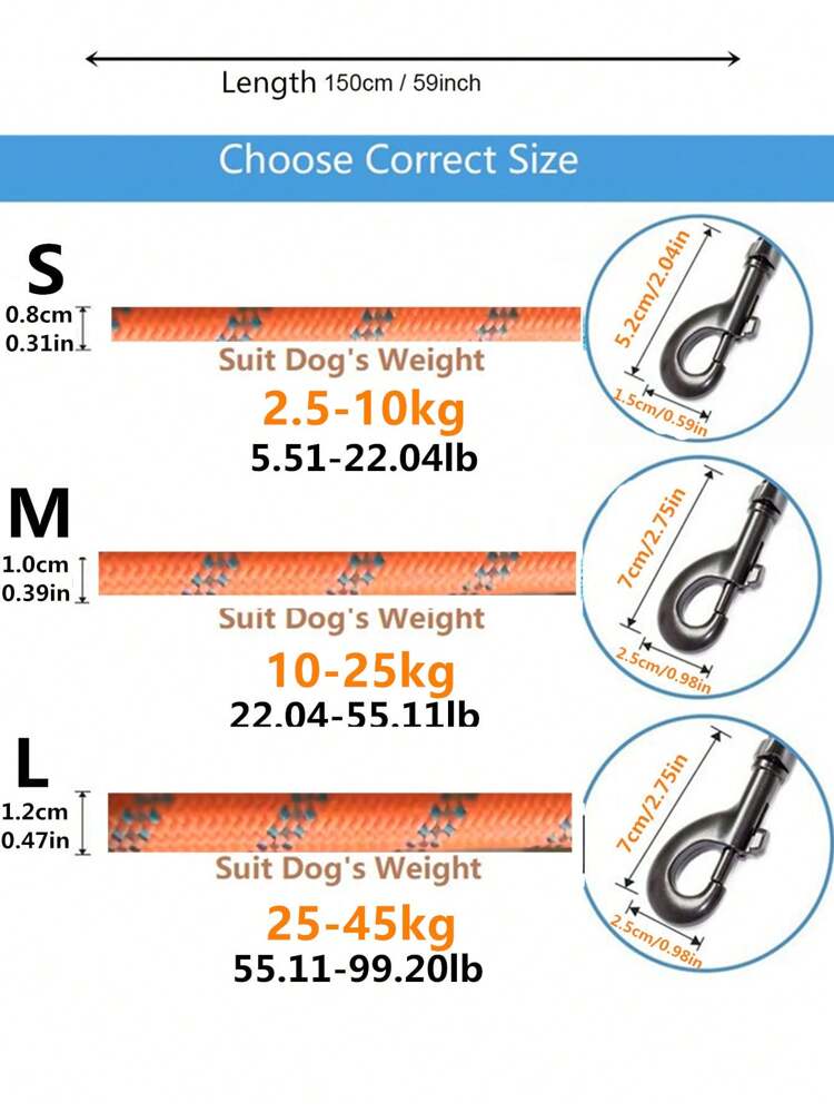 1pc Reflective Pet Leash For Dog For Outdoor