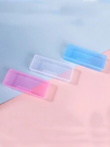 Nagelwerkzeug Aufbewahrungsbox mit Nagelfeilen, Stiften und Schwamm, Lichttherapie-Stift, tragbare rechteckige Schmuck Aufbewahrungsbox für Nagelwerkzeuge, transparente Plastikbox für Nagelzubehör und Nagelkunst Dekoration, Nagel-Tipp Aufbewahrungsbehälter
