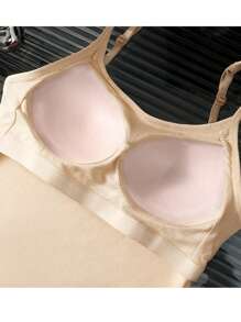 Skin-Tone Backless One-Piece Strap With Built-In Bra, Seamless Basic Top, Workout