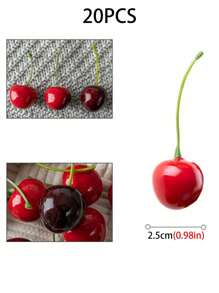 20pcs Artificial Cherry Fruit Model, Photo Props Decor Gifts Birthday Graduation - Multicolor - View 3