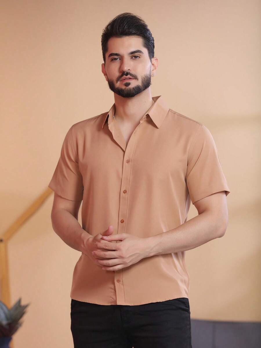 Men Shirts - Khaki - View 1