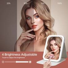 M MISS DREAM 旅行化妆镜带灯，便携式带灯美容镜，3种颜色灯光，可调光触摸屏，可充电泛光桌面LED化妆镜。