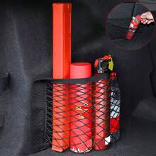 1入車用勾環收納網後備箱整理袋，滅火器清潔用品收納固定支架，雙層彈性網袋 - 適用於絨面 - 黑色 - 查看 2
