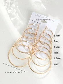 12pcs Simple And Fashionable Hoop Earrings Set, Large And Small Hoops With Lobster Clasp, Versatile Earrings For Women, Slimming Look