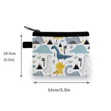 新款时尚钱包，可爱卡通恐龙和足球设计，适合男士、女士、学生、儿童、零钱包 - 繪畫恐龍 - 查看 2