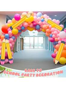 1入組PVC鉛筆造型氣球，充氣玩具適用於開學派對裝飾 - 黃色 - 查看 2