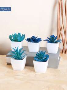 5 件逼真的人造白色塑料盆栽迷你多肉植物装饰 - 低维护美观，适用于家庭书桌、窗台和书架、婚礼求婚和派对用品小饰品、情人节、礼物