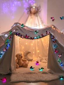 1包裝隨機1pc/2pcs/5pcs/8pcs/10pcs/50pcs多色繽紛3D蝴蝶裝飾燈，電池供電的小型蝴蝶，發光蝴蝶裝飾，適用於花園、後院、草地、派對、婚禮裝飾、臥室裝飾、花瓶裝飾、多場景LED蝴蝶裝飾燈蝴蝶貼紙燈 - 彩色 - 查看 6