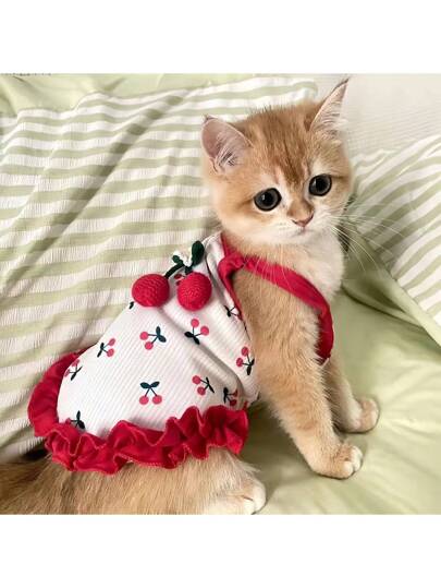 cat print christmas dress Kitty Cat Christmas Flutter Sleeve Dress