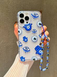 带手机吊饰新品蓝色心形与五角星形气囊防摔手机壳带吊饰，兼容 iPhone 11/15 - 藍色 - 查看 1