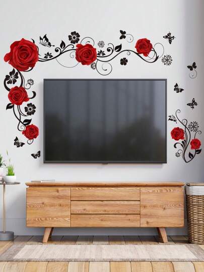 ملصق جداري بنمط زهري قطعة واحدة، ملصق فني جداري ذاتي اللصق لديكور المنزل، ملصقات، ملصق جداري، ملصق فينيل لديكورات المنزل، عناصر ديكور الربيع لتحديث منزلك، ملصقات ديكور المناسبات هدايا عيد الميلاد والتخرج