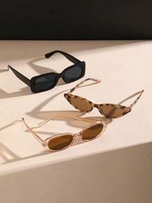 3 Pairs European And American Retro Square Frame Fashion Glasses, Fashionable And Unique Triangle Eyewear