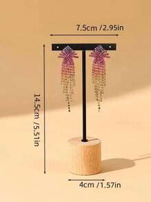 1pc Wooden Base Three-Piece Earrings Display Stand, Studs And Small Jewelry Hanger, Drop Earrings Jewelry Display Tool Rack Sun Travel Cool Back To School - Wood Color Earring Stand - View 12