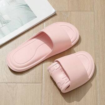 Foldable Travel Slippers Unisex, Casual Couple Indoor Soft Sole Solid Color Shower Bathroom Non-Slip House Sandals