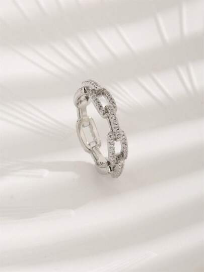 1pc Fashionable Cubic Zirconia Square Rings, Suitable For Daily Wear, Valentine's Day Or Mother's Day Gift For Women,Mom,Mother,Mother's Day,Gift