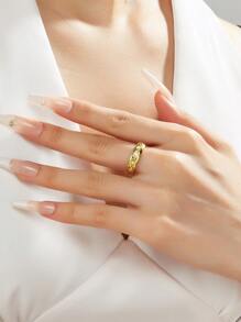 1 件 18K 镀金华丽风格不锈钢 CNC 方晶锆石戒指女士珠宝婚礼派对社交聚会约会礼物