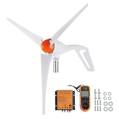 500W Wind Turbine Generator With Anemometer 12V Wind Turbine Kit 3-Blade Wind Power Generator MPPT Controller & Adjustable Windward Direction Suitable For Home Farm RVs Boats