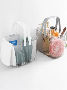 1pc Plastic Shower Caddy Basket, Bathroom Organizer For Bathing And Toiletries, Portable Accessories Storage