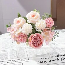 1 pieza Flor artificial de bola y rosa con bordado realista, adorno de centro de mesa para decoración y fotografía de bodas