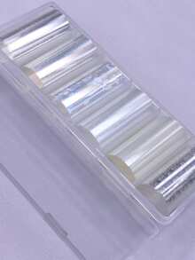 6入組指甲藝術全息冰塊玻璃貼膜，激光珠寶冰射線極光透明全息天空指甲貼紙，DIY編織心形美甲 - 彩色 - 查看 4