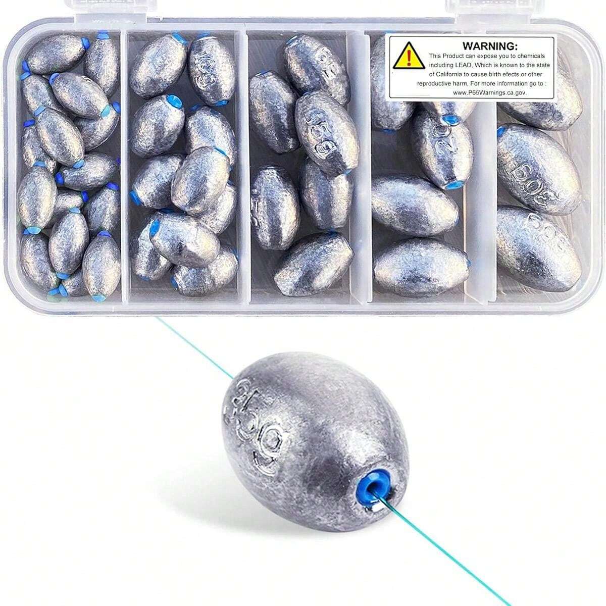 Fishing Sinkers Alwonder Egg Sinkers Fishing Weights, Oval Lead
