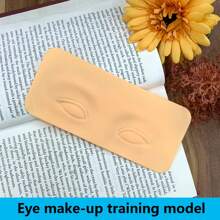 1 pieza de módulo de práctica de maquillaje de ojos para practicar cejas y ojos, modelo de entrenamiento de maquillaje de ojos, rostro de práctica de maquillaje de silicona, piel biónica de silicona para practicar maquillaje tatuado - Beis - Ver 2