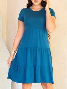 Women Midi Dresses - Teal Blue - View 1