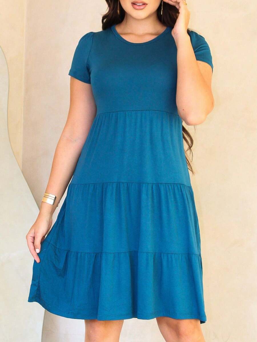 Women Midi Dresses - Teal Blue - View 1
