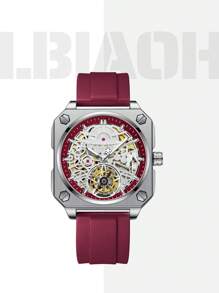LBIAOH Multifunctional Full Automatic Men's Mechanical Watch, Water-Resistant & Night Luminous Features - Burgundy - View 2