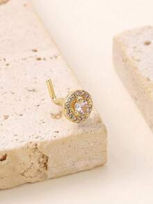 1个简约百搭的时尚鼻夹，镶嵌锆石，圆形设计，男女皆宜，适合日常佩戴 - 金色 - 查看 2