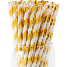 25/50/100 ống hút giấy, ống hút dùng một lần, ống hút tiệc họa tiết cho sinh nhật, đám cưới, trang trí ngày lễ, nhà bếp, quà tặng Giáng sinh - Vàng - Xem 1