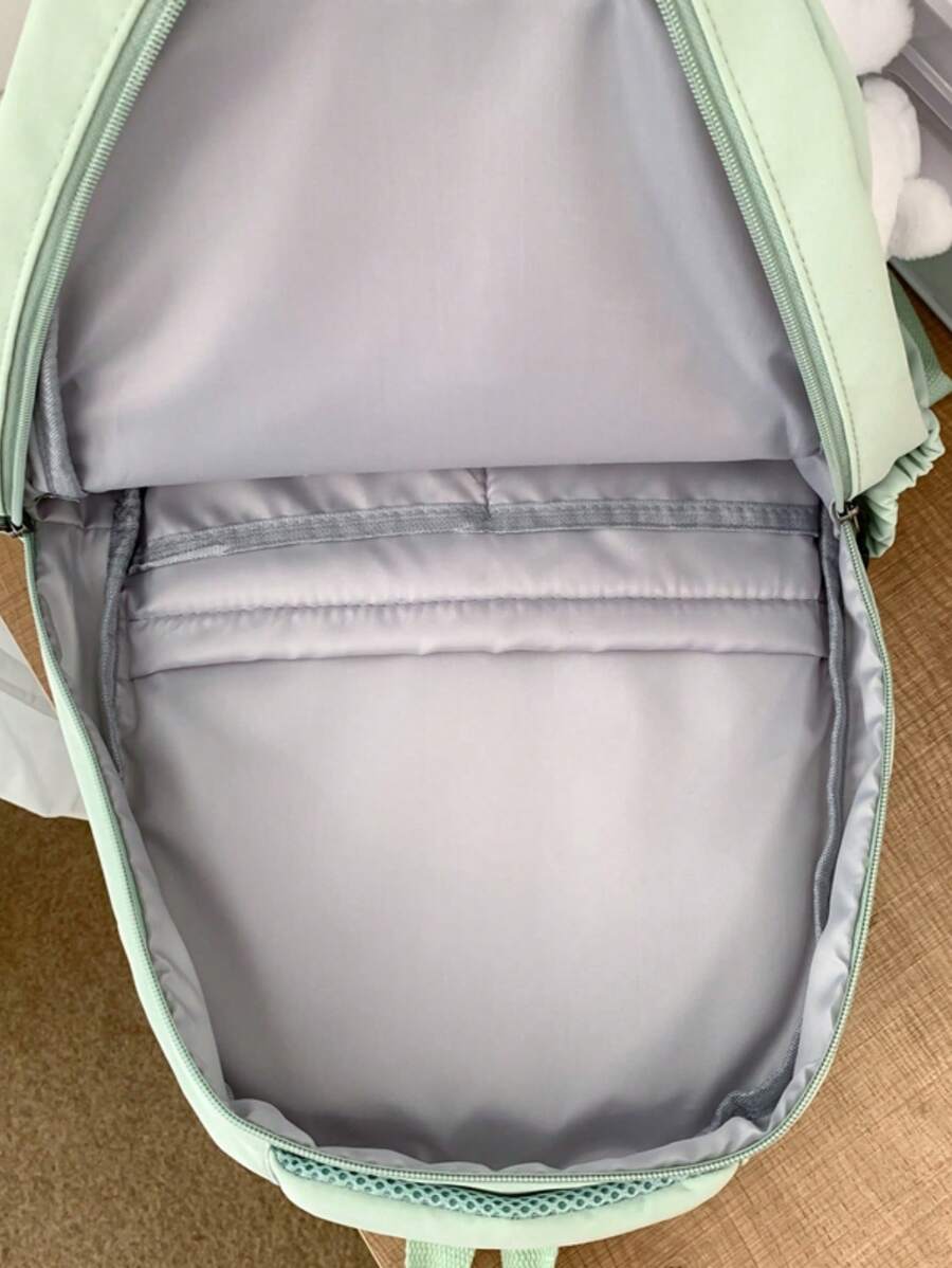 New Fashion Children School Bag, Solid Color Unisex Backpack For Middle